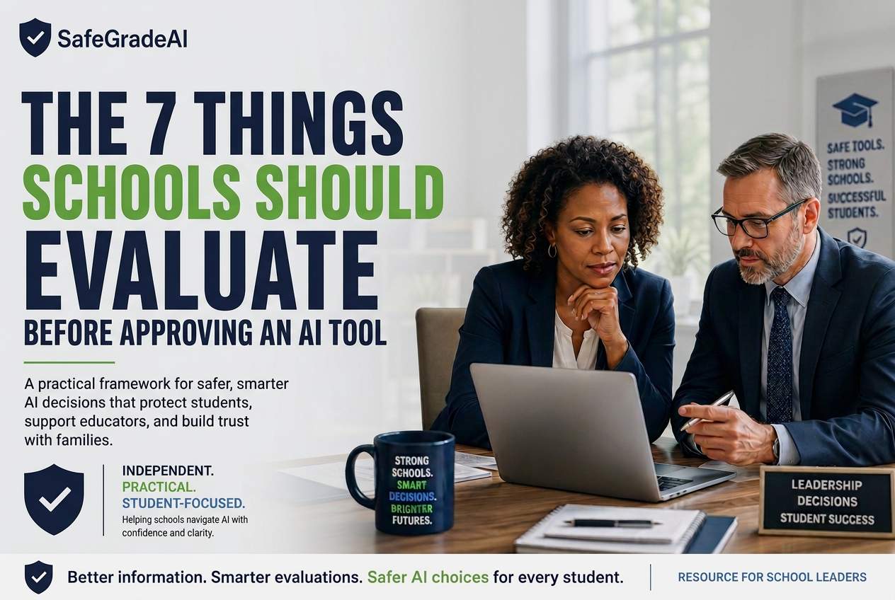 School administrators reviewing an AI tool – SafeGrade AI guide to evaluating AI tools before school approval